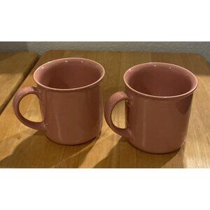 Mervyn’s Japan Coffee Tea Mugs Mug Salmon‎ Pink Stoneware Vintage Set Of 2